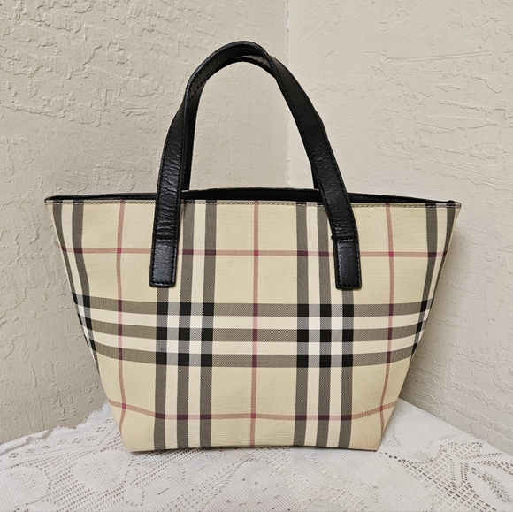 Burberry Handbags - Burberry Coated Canvas Small Handbag Satchel AUTHENTIC